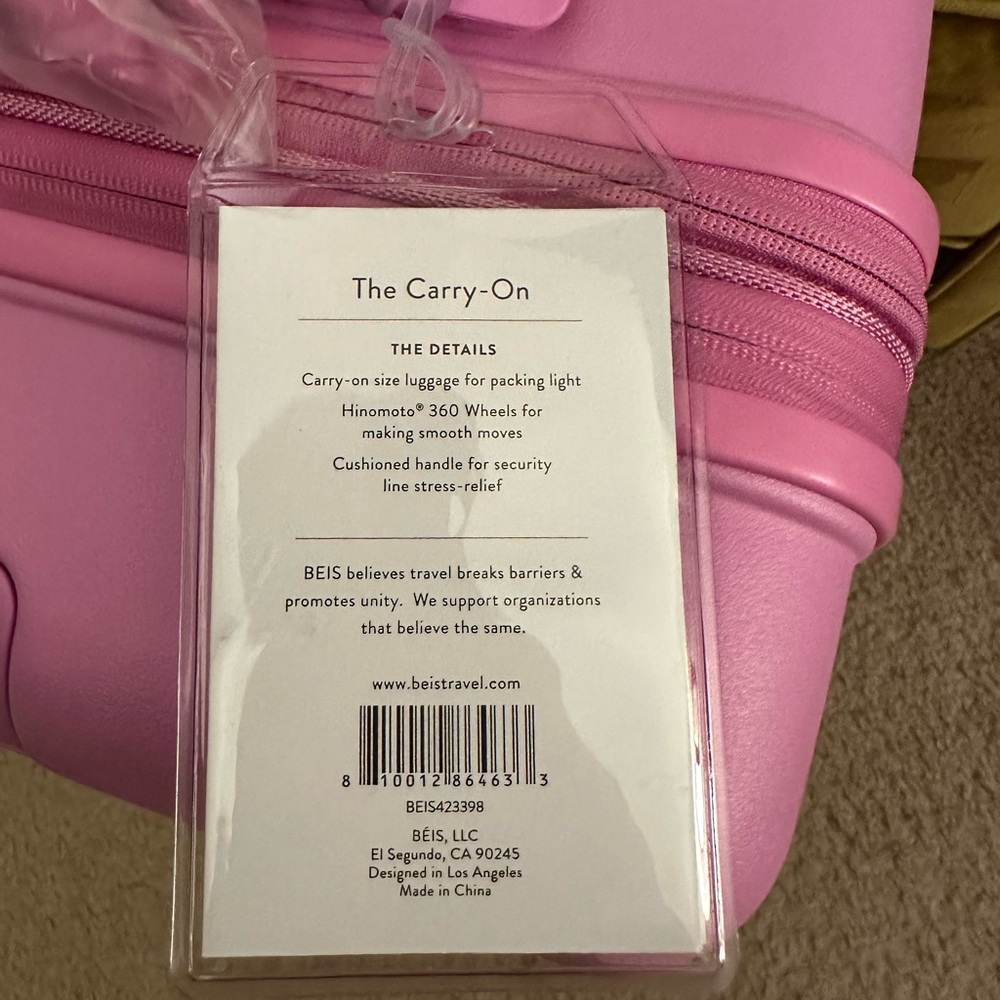 NWT BÉIS The Carry-On Roller in Berry + Luggage Cover - Picture 3 of 5